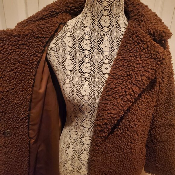 Lucky Brand Missy Faux Shearling Coat In Pecan - Picture 3 of 6